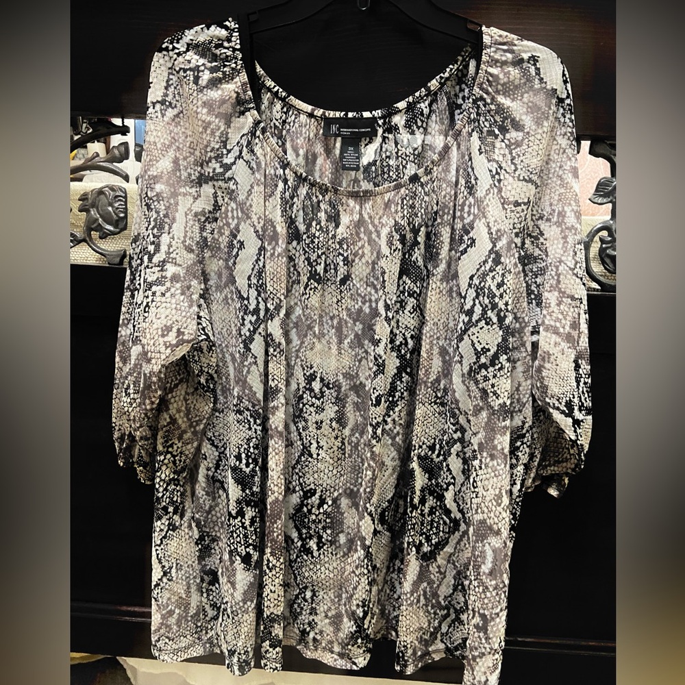 Nine West Women's Snake Print Blouse - Black & Gray